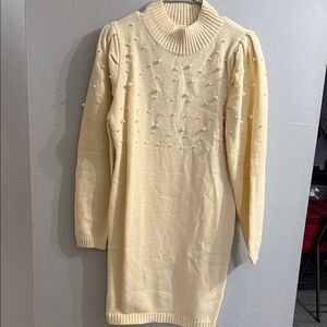 Elegant Cream Sweater Dress